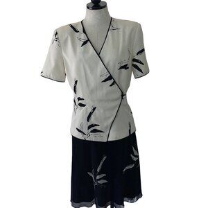 Constance Saunders By Nahdree Vintage Jacket And Skirt Set Size 8 Black Cream